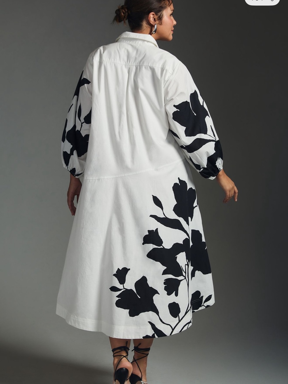 MAEVE • Jo Faulkner button front asymmetrical dress black white floral Small - Picture 4 of 11